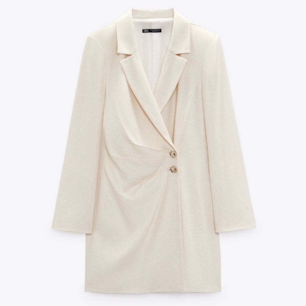 Zara Linen Blend Blazer Dress Size M - Picture 4 of 11